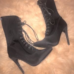 Black lace up heels